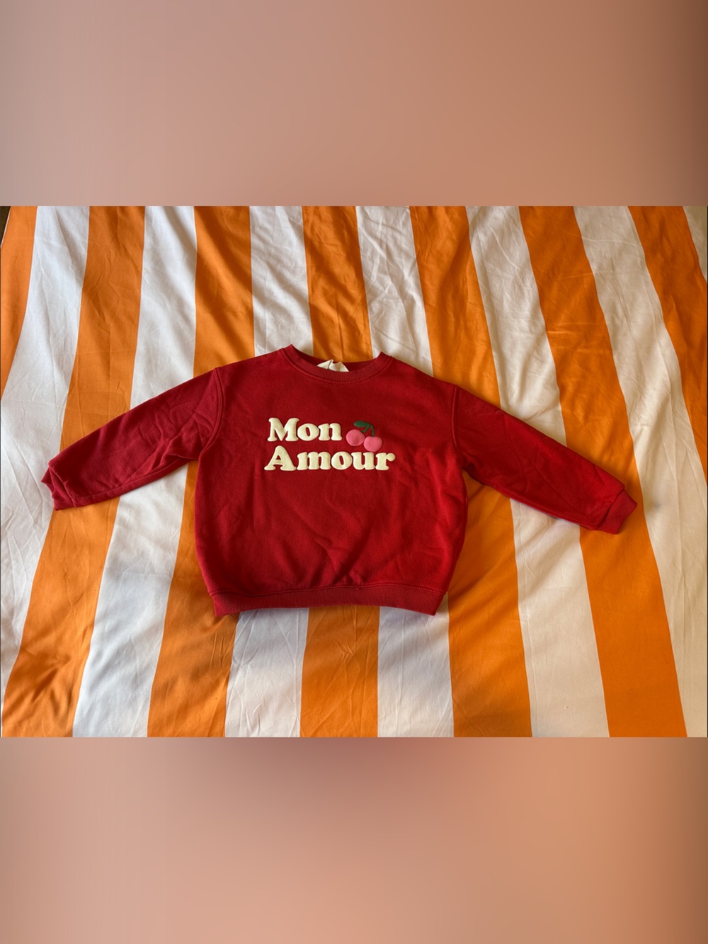H&M Red 'Mon Amour' Sweatshirt with Cherry Graphic